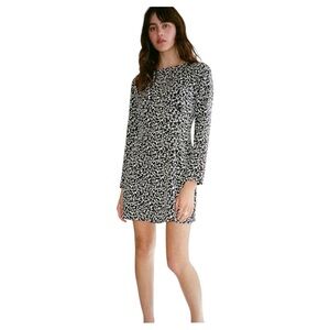 Lisa Says Gah Inez Long Sleeve Mini Dress in Black & White, Size M, EUC